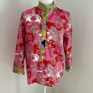 J. Crew Pink and Red Paisley Print Tunic sz XS